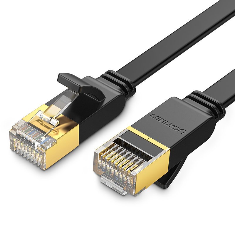 Ugreen cabo plano de rede Ethernet patchcord RJ45 Cat 7 STP LAN 10 Gbps 3 m preto (NW106 11262)