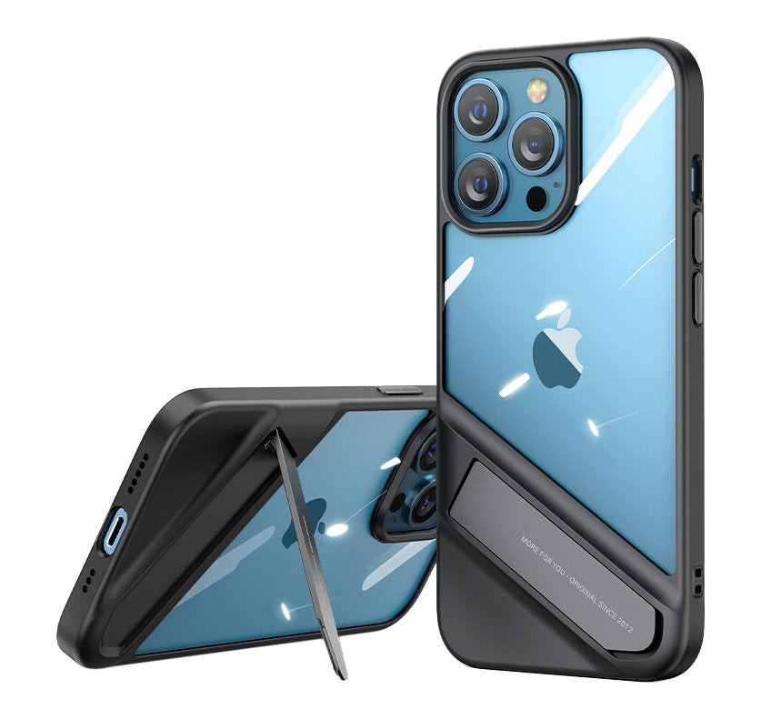 Caso de suporte Fusion Kickstand da Ugreen, capa rígida com moldura de gel e suporte para iPhone 13 Pro preto (90153)