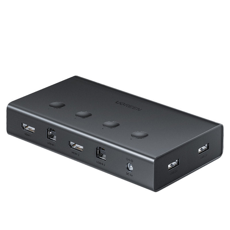 Ugreen switch KVM (Teclado Vídeo Rato) 4 x 1 HDMI (feminino) 4 x USB (feminino) 4 x USB Tipo B (feminino) preto (CM293)