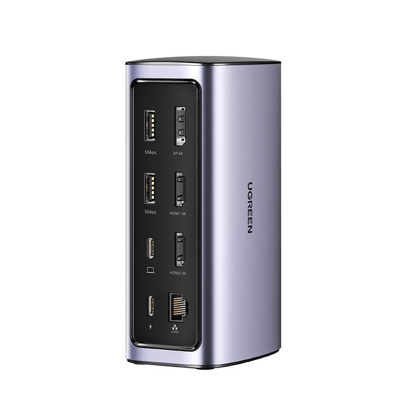 Ugreen estação de acoplamento multifuncional HUB 12 em 1 USB C USB HDMI DP RJ45 AUX SD TF cinza (CM555)