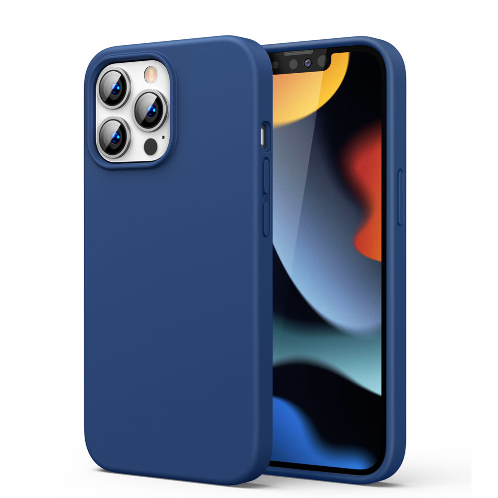 Capa Protetora de Silicone Ugreen, capa de silicone flexível e elástica para iPhone 13 Pro, na cor azul.