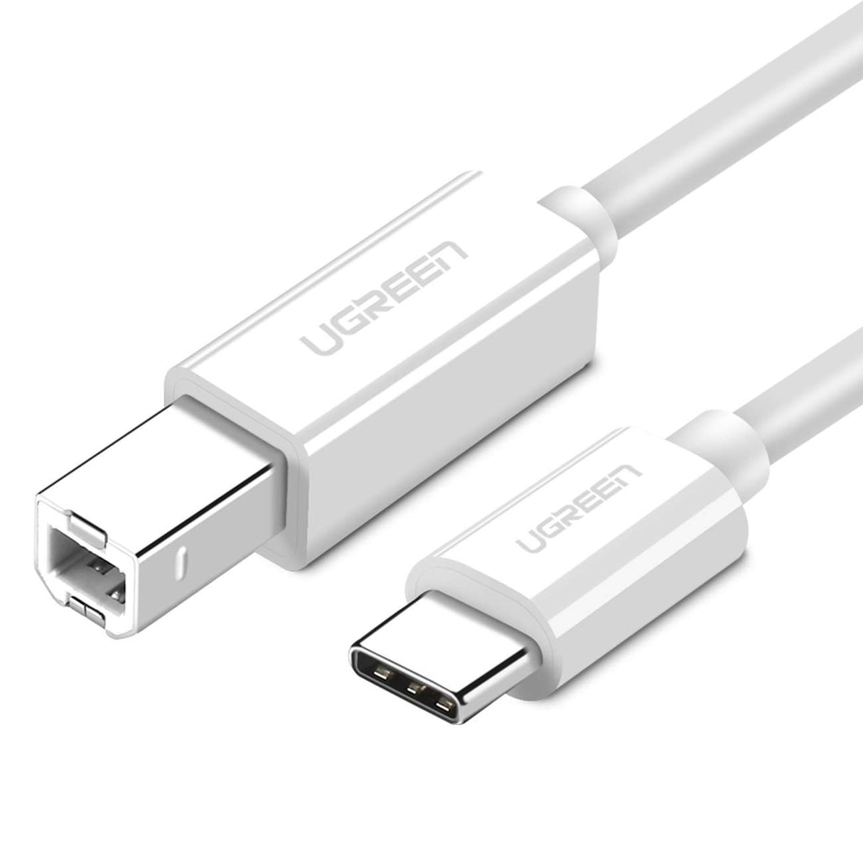 Cabo Ugreen US241 USB-C / USB-B 2.0 para impressora scanner 1.5 m - branco