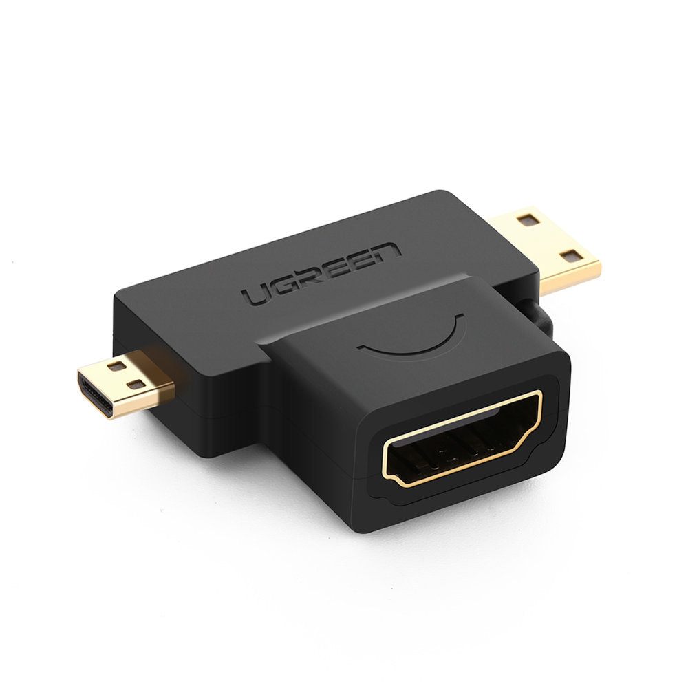 Adaptador Ugreen de conector HDMI Tipo A (feminino) para mini HDMI (masculino) / micro HDMI (masculino) preto (20144)