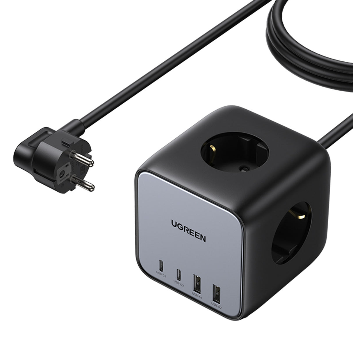 Ugreen cubo régua de energia 65W USB / USB C + 3x tomada AC preta (CD268)