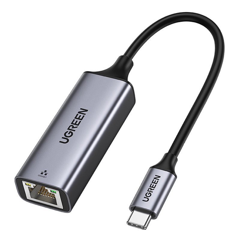Ugreen placa de rede externa RJ45 - USB Tipo C (1000 Mbps/1 Gbps) Ethernet Gigabit cinza (CM199)
