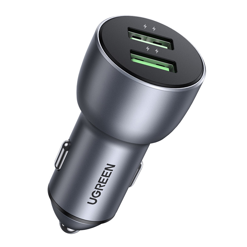 Ugreen carregador de carro rápido 2x USB 36W Quick Charge SCP FCP AFC cinza (CD213 10144)