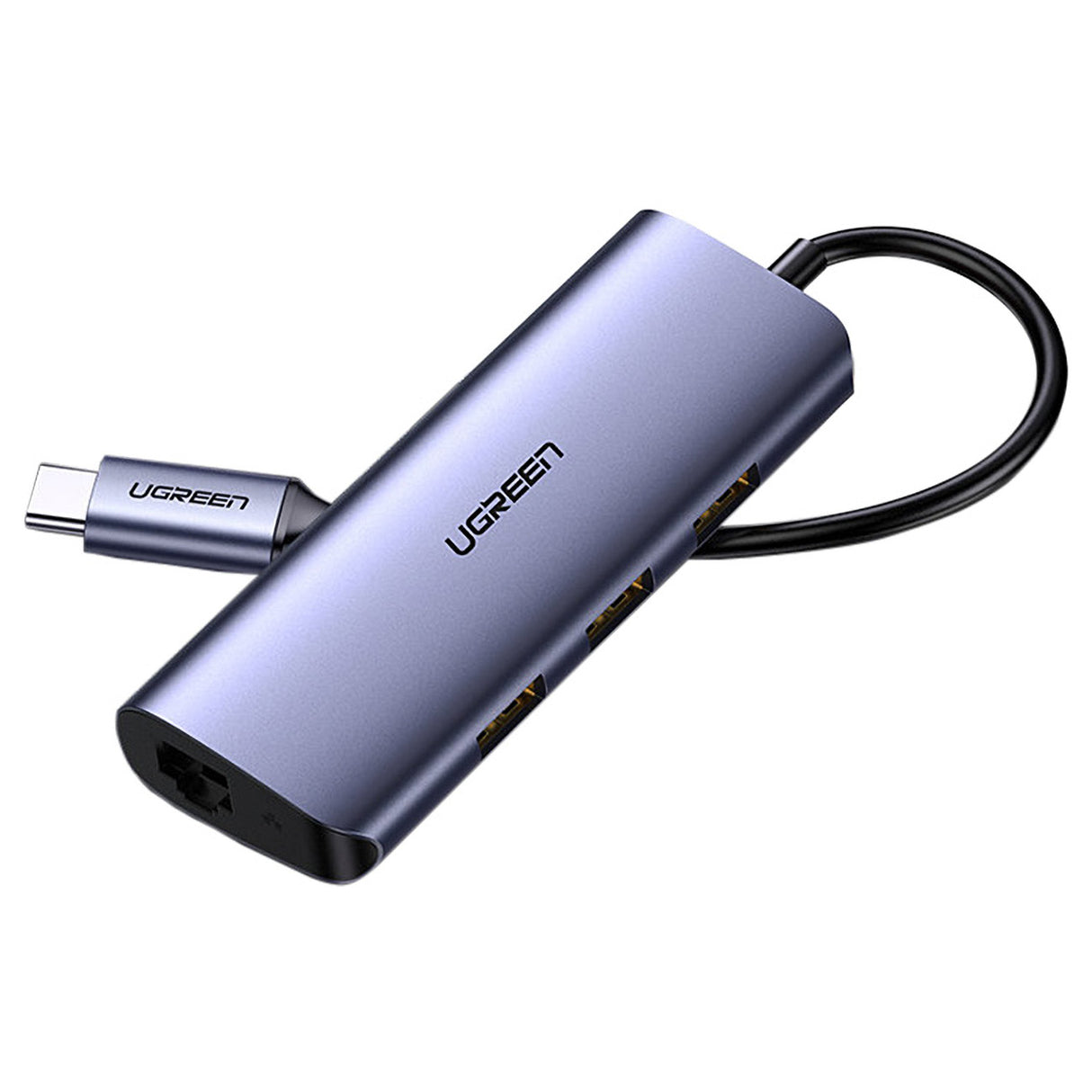 Adaptador multifuncional Ugreen HUB USB Tipo C - 3 x USB / Ethernet RJ-45 / micro USB cinza (CM252)