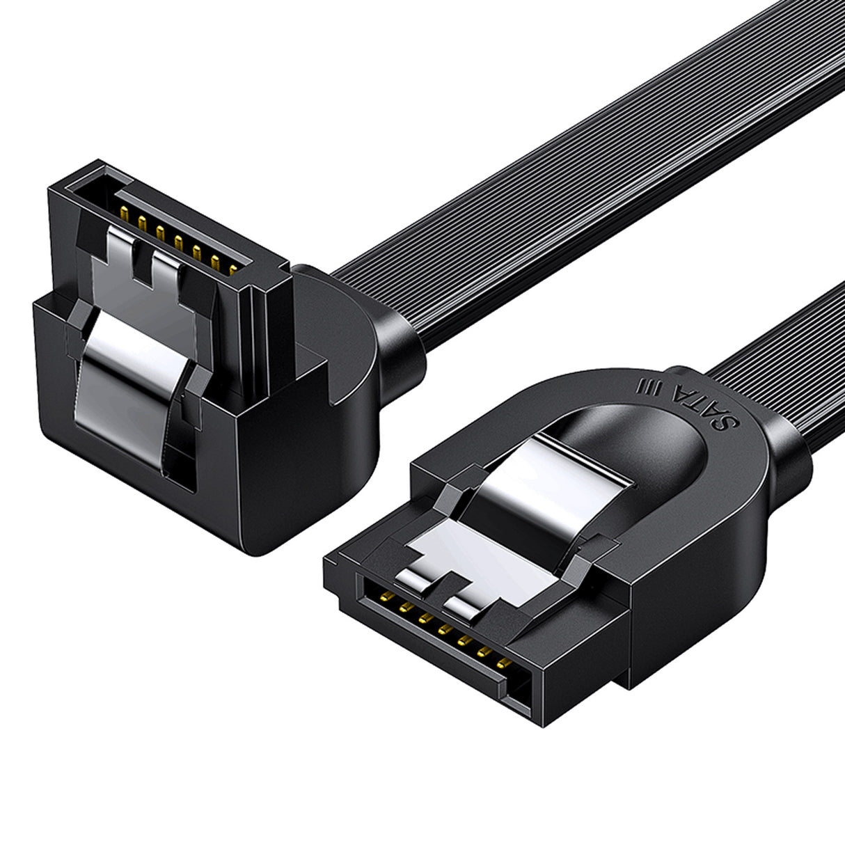 Cabo angular UGREEN SATA 3.0 0.5m preto (US217)