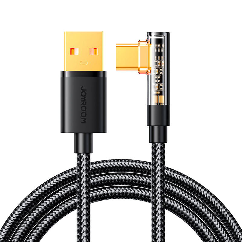 Cabo USB C angular Joyroom - USB para carregamento rápido e transferência de dados 3A 1,2 m preto (S-UC027A6)