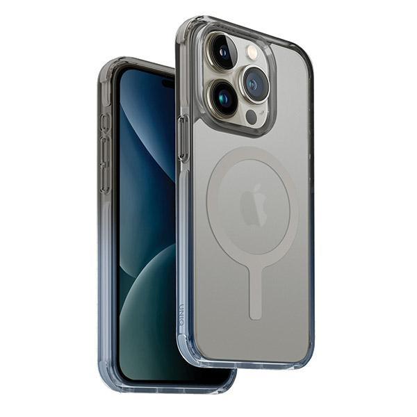 Capa UNIQ Combat Duo Magclick para carregamento do iPhone 15 Pro Max - azul e cinza