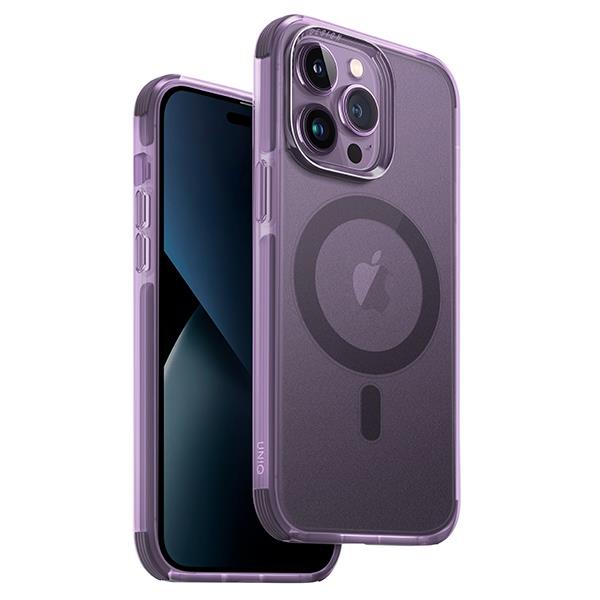 Capa UNIQ Combat Magclick para carregamento no iPhone 14 Pro Max - roxa
