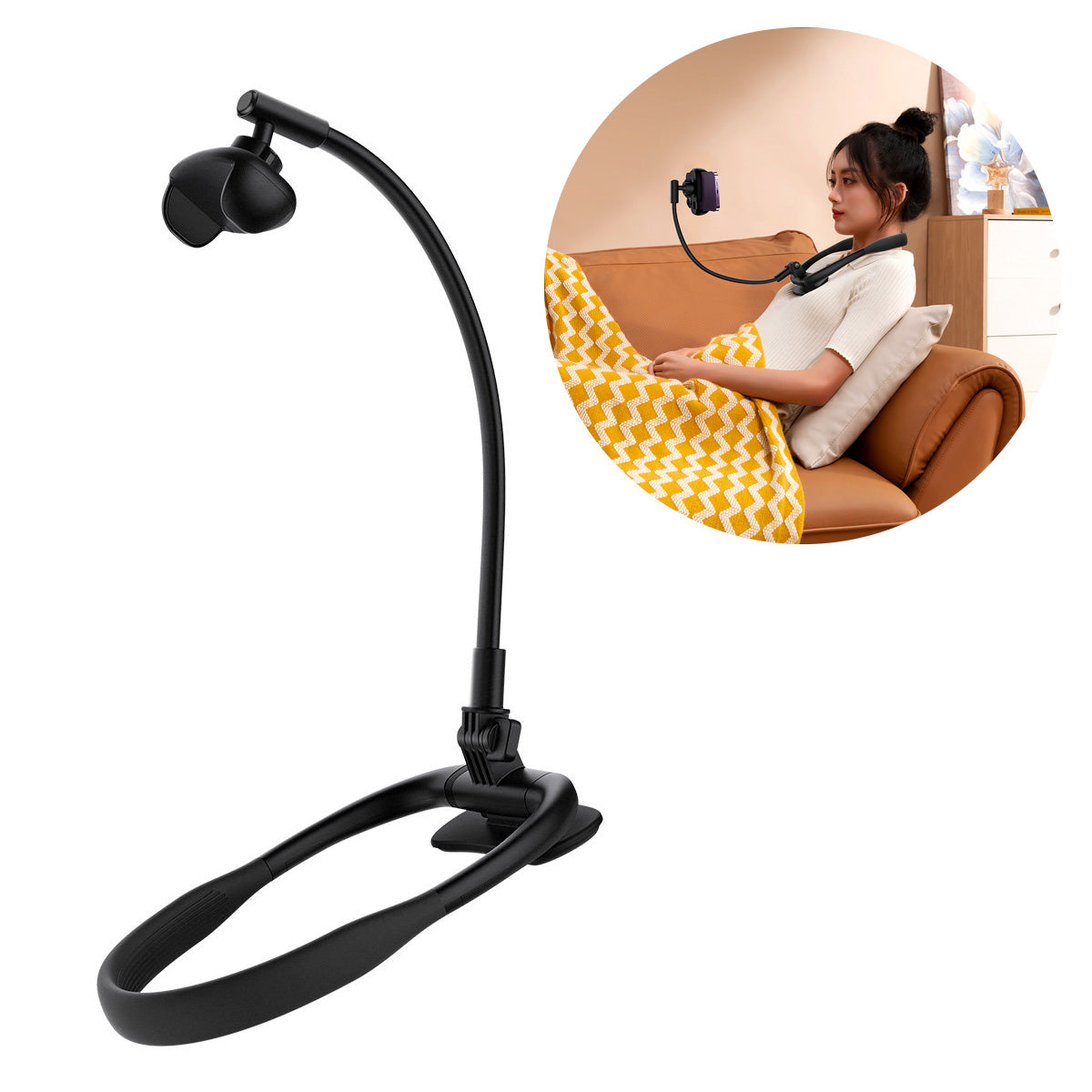 Série Baseus ComfortJoy suporte universal para o pescoço, suporte para telefone preto (LUGB000001)