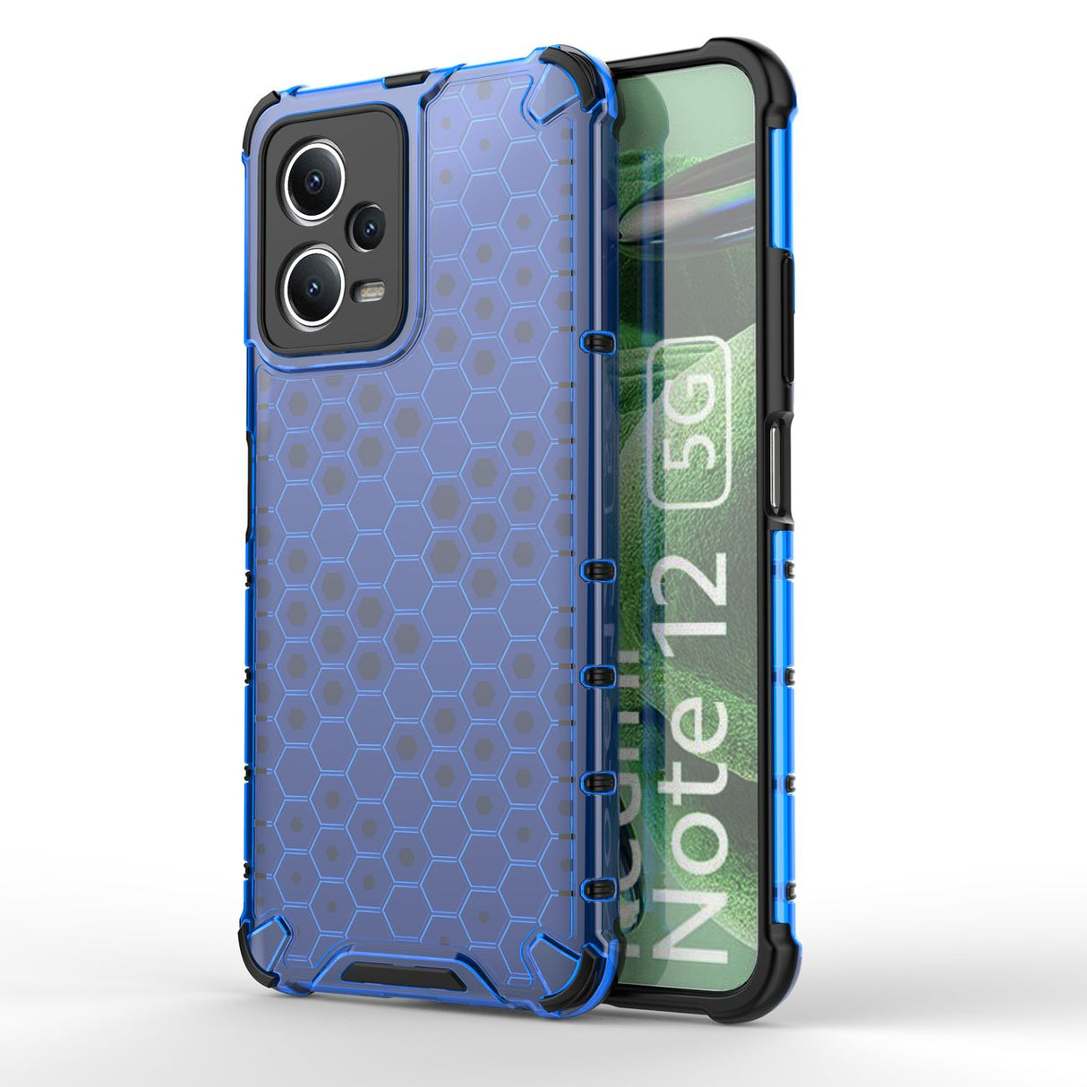 Capa híbrida blindada azul para Xiaomi Redmi Note 12 5G / Poco X5 5G com design de favo de mel.
