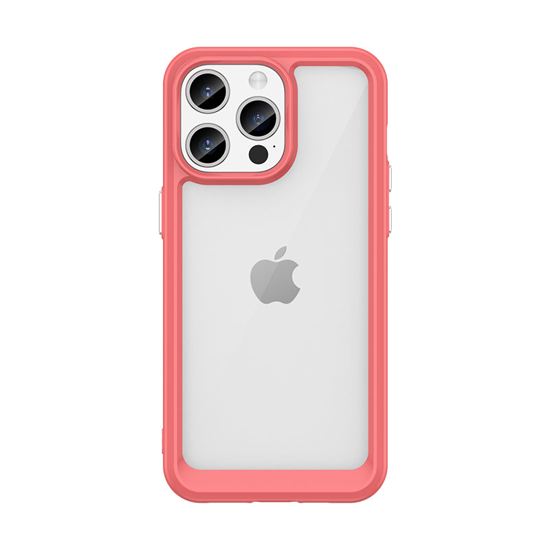 Capa reforçada com moldura elástica para iPhone 15 Pro Max Outer Space - vermelha
