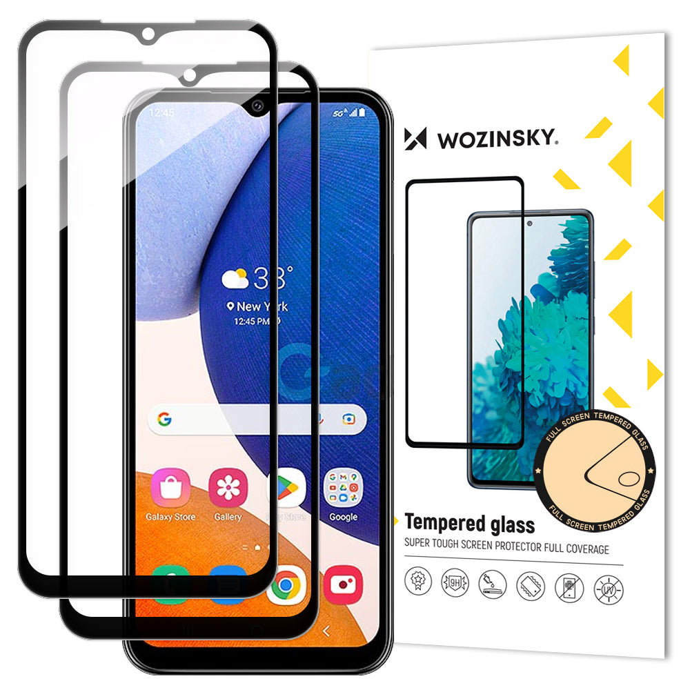 Wozinsky 2x Vidro Temperado Full Glue para Samsung Galaxy A14 5G / A14 9H cobertura total da tela com borda preta