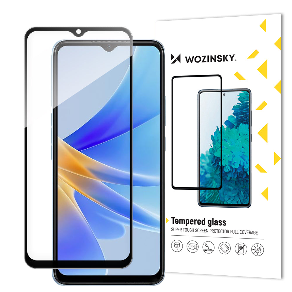 Wozinsky Full Glue Tempered Glass vidro temperado Oppo A17 9H para tela inteira com moldura preta