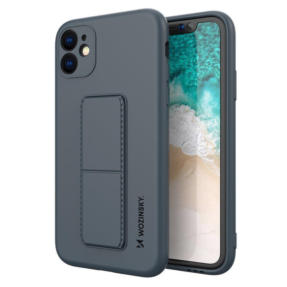 Capa Wozinsky Kickstand de silicone com suporte para Samsung Galaxy A22 4G na cor azul.