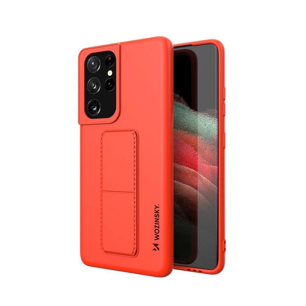 Wozinsky Kickstand Case, capa de silicone com suporte, capa para Samsung Galaxy S21 Ultra 5G, cinza