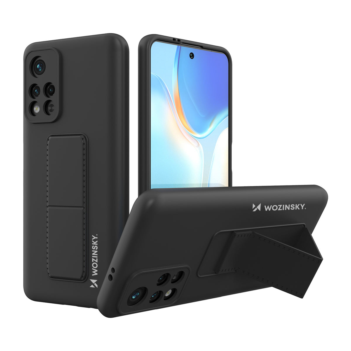 Capa Wozinsky Kickstand de silicone com suporte para Xiaomi Redmi 10 preta
