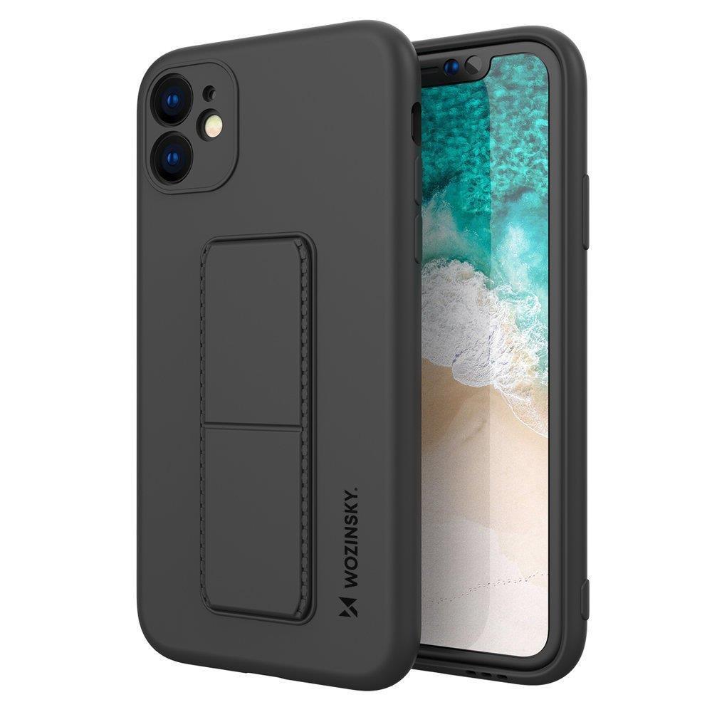Capa Wozinsky Kickstand em silicone com suporte para iPhone 12 Preto