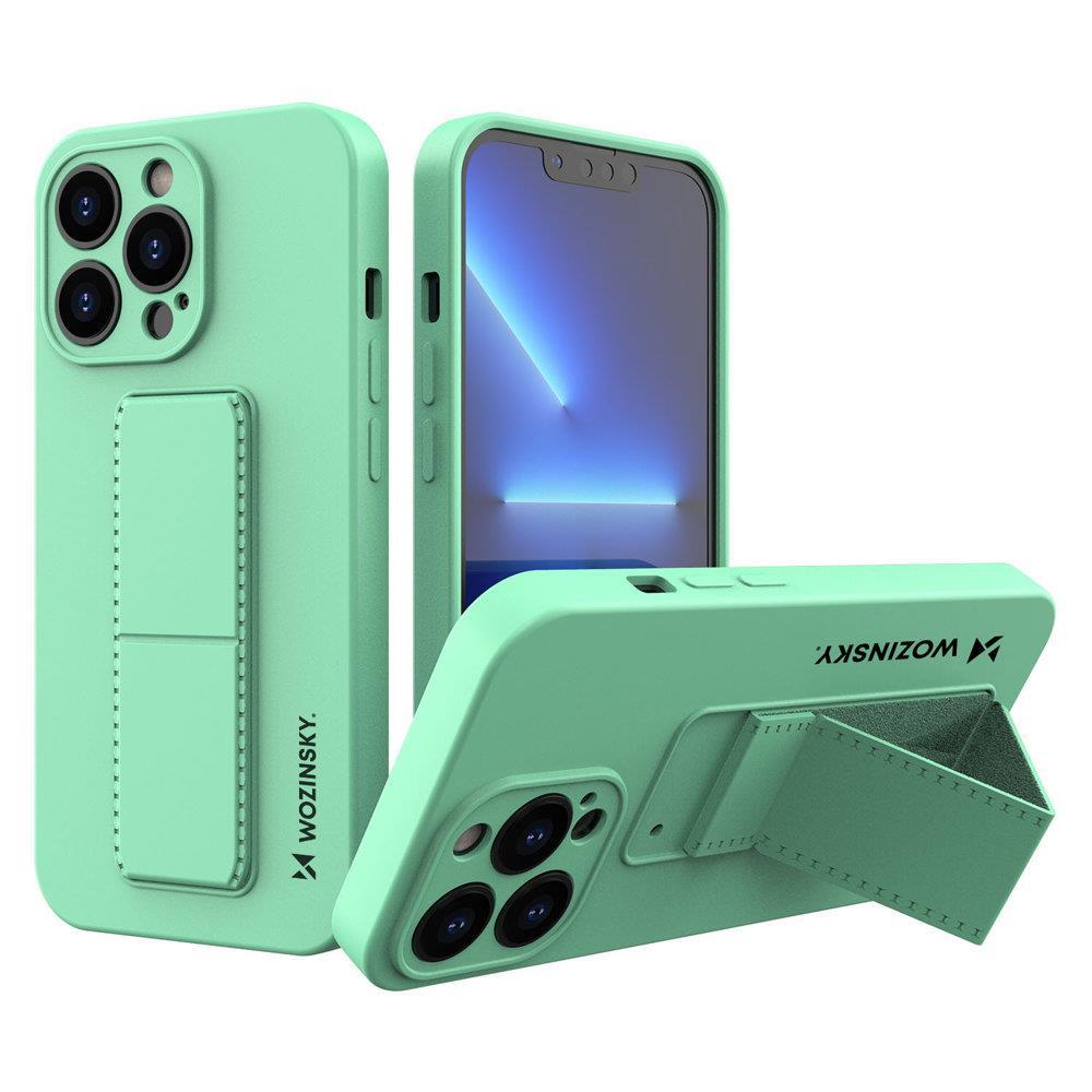 Capa Wozinsky Kickstand de silicone com suporte para iPhone 13 Pro Max na cor menta