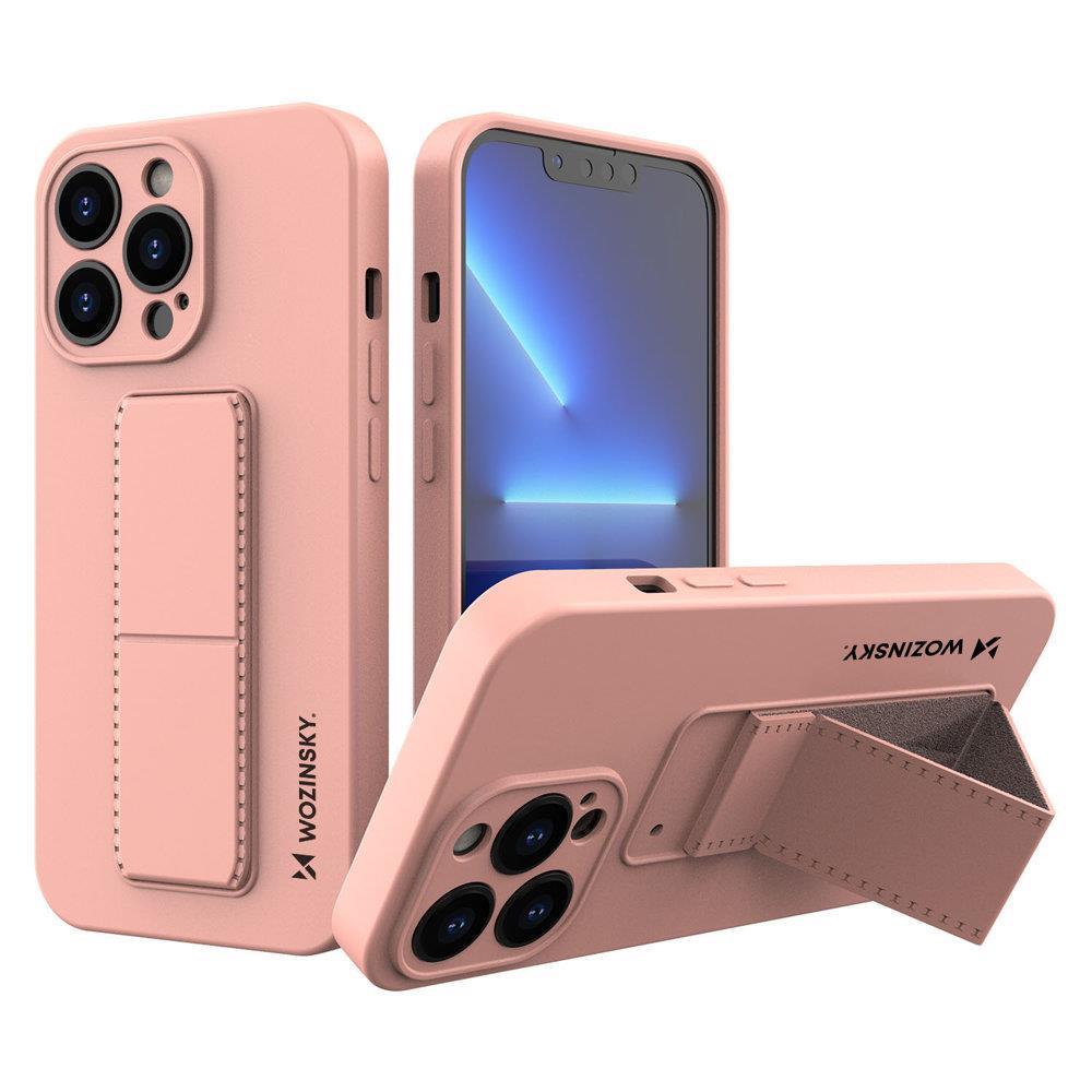 Caso Wozinsky Kickstand, capa de silicone com suporte para iPhone 13 rosa