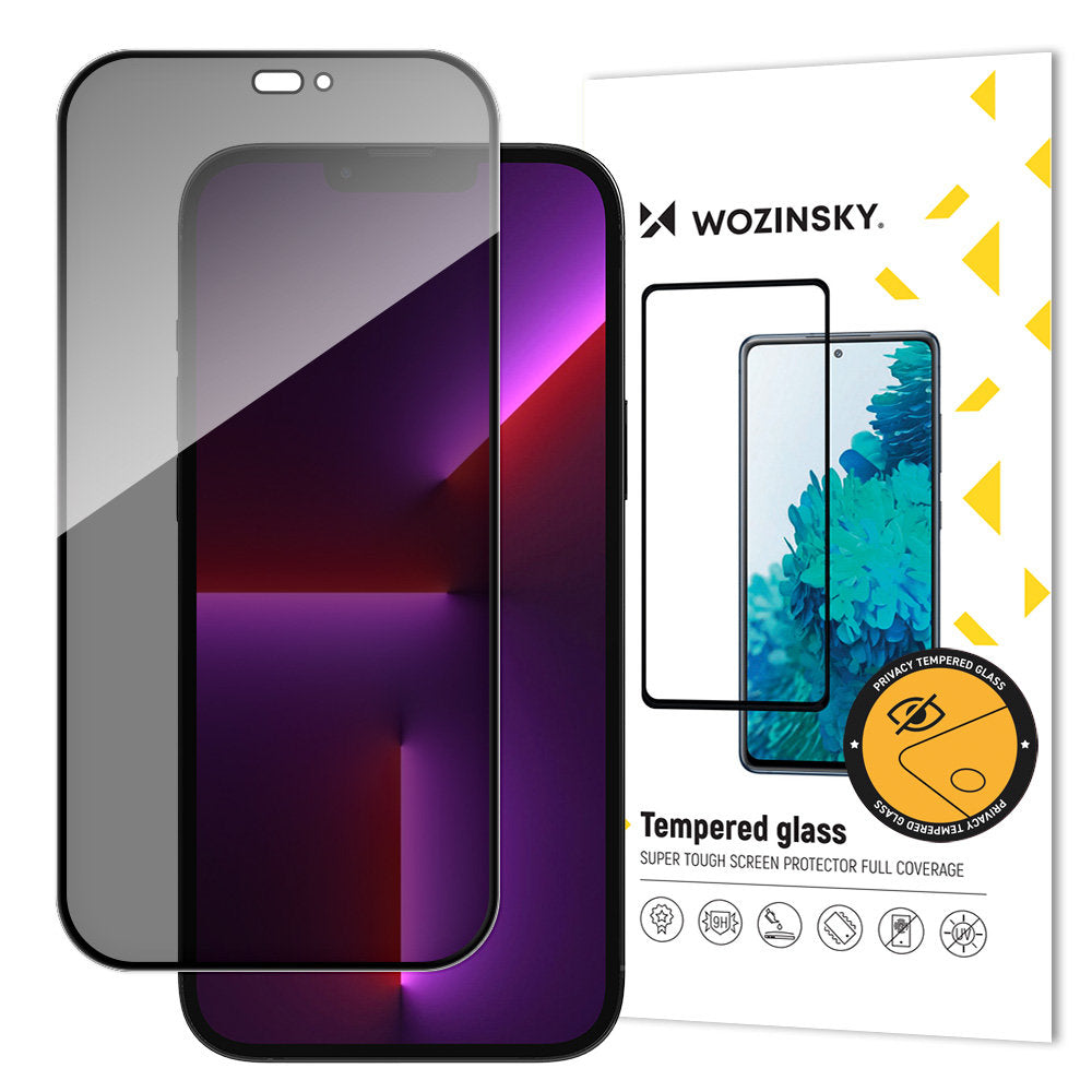Vidro Privativo Wozinsky Privacy Glass com Filtro Anti Spy para iPhone 15 - Preto