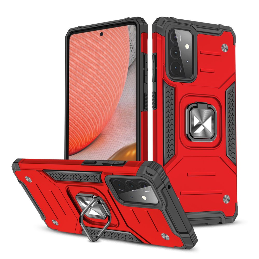 Capa híbrida blindada Wozinsky Ring Armor + suporte magnético para Samsung Galaxy A72 4G vermelho