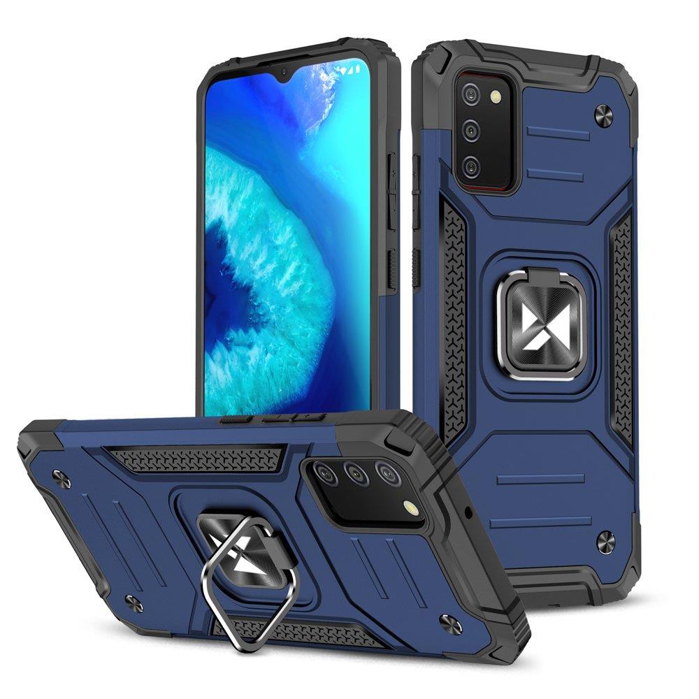 Capa híbrida blindada Wozinsky Ring Armor + suporte magnético para Samsung Galaxy A03s azul