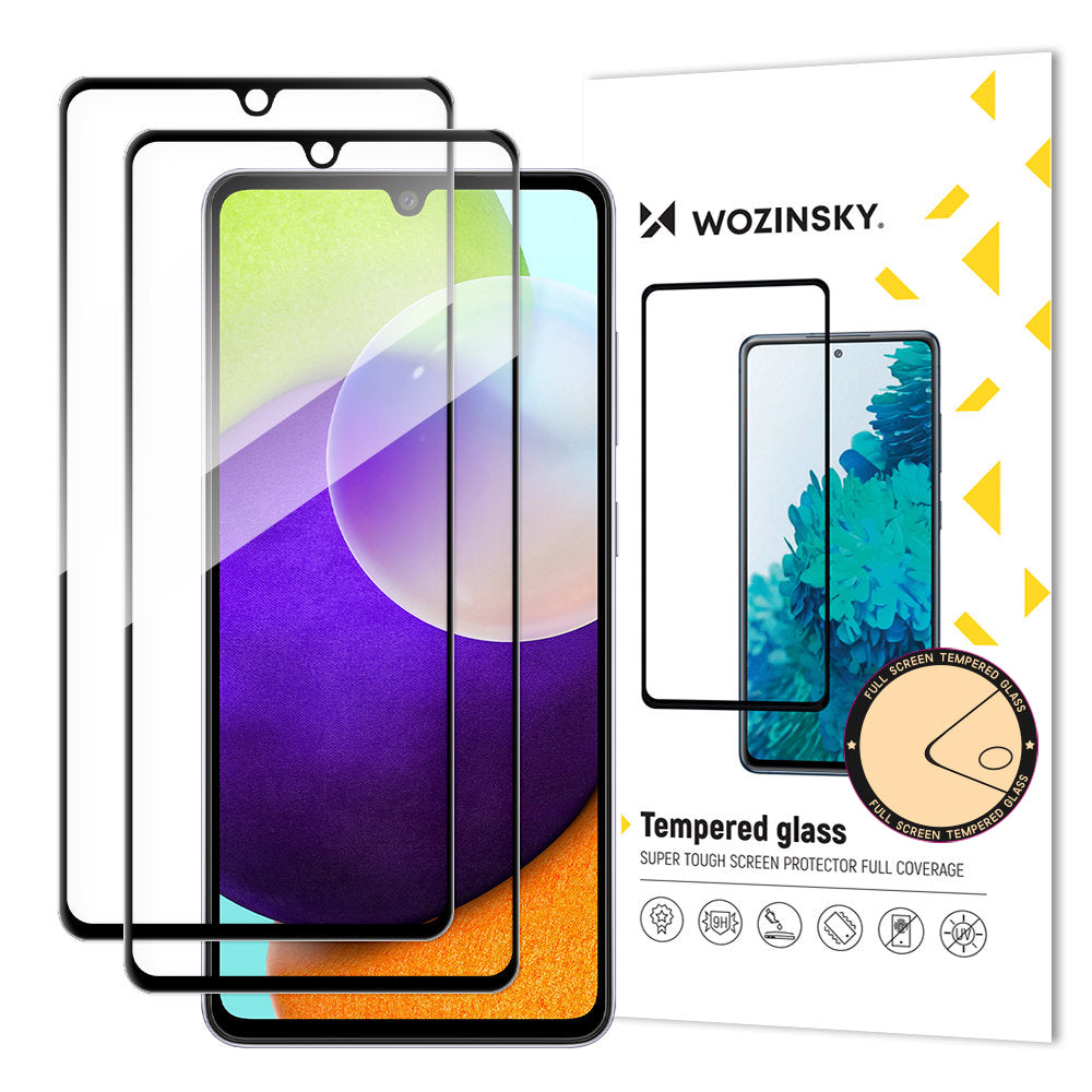 Wozinsky conjunto de 2x vidro temperado super resistente Full Glue para tela inteira com moldura compatível com capa para Samsung Galaxy A33 5G preto