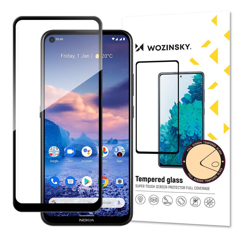 Wozinsky vidro temperado super resistente Full Glue para toda a tela com moldura Case Friendly Nokia G20 preto
