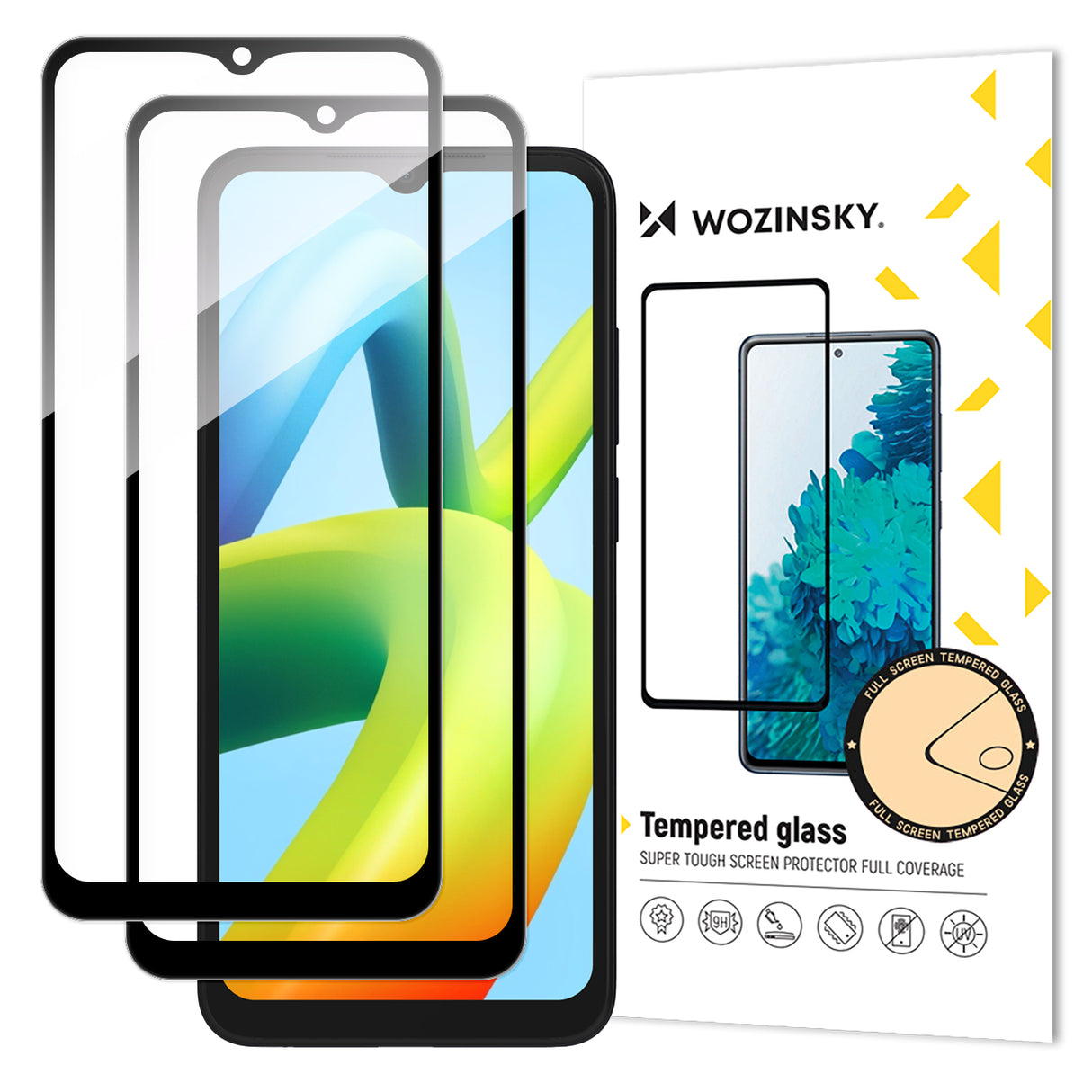 Wozinsky Full Glue Vidro Temperado 2x vidro temperado para Xiaomi Redmi A2 / Redmi A1 9H para tela inteira com moldura preta