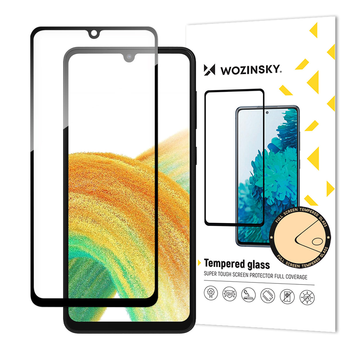 Vidro Temperado Wozinsky Full Glue para Samsung Galaxy A34 5G 9H para tela inteira com moldura preta.