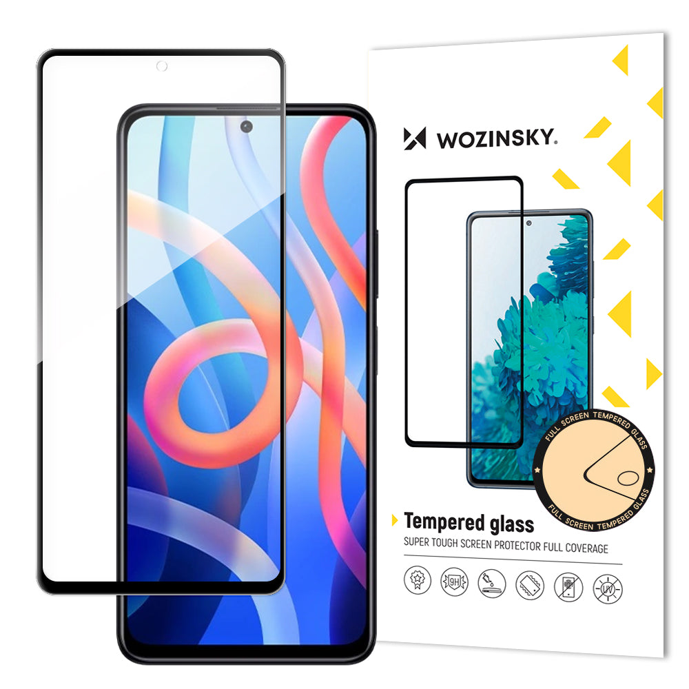 Vidro temperado super resistente Wozinsky Full Glue para tela inteira com moldura compatível com capa para Xiaomi Redmi Note 11 / Redmi Note 11S preto.