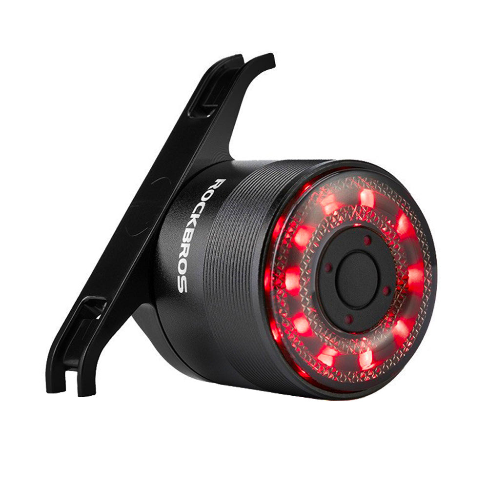 Lanterna traseira de bicicleta Rockbros Q1 com 7 cores LED + cabo USB-C para USB-A - preta