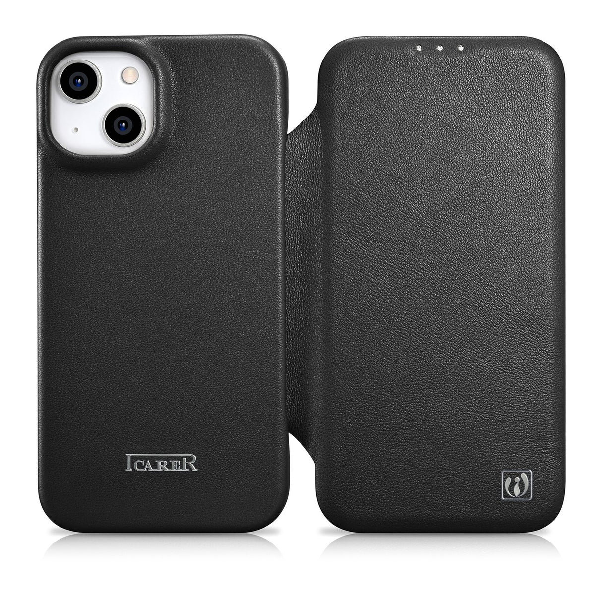 Capa de Couro Premium iCarer CE para iPhone 14 Plus com Aba Magnética MagSafe Preta (WMI14220715-BK)