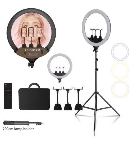 Anel de Luz LED 45 cm com suporte + tripé 2M + controle remoto