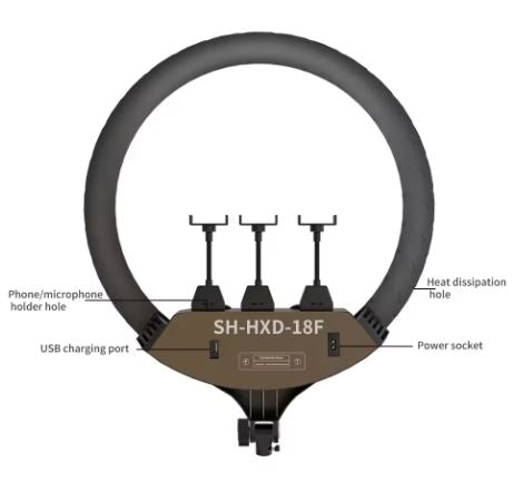 Anel de Luz LED 45 cm com suporte + tripé 2M + controle remoto
