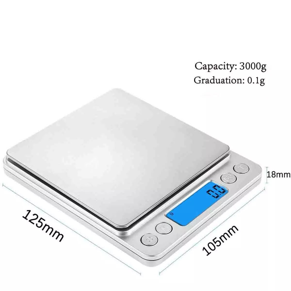 Balança Digital de Precisão LCD até 3kg – Mini Portátil