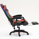 Cadeira Gaming LED RGB 7 pontos Massagem Apoio para pés Preto+Vermelho