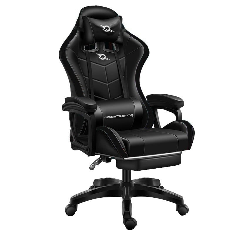 Cadeira Gaming com alto-falante Bluetooth e massagem + apoio para os pés preto