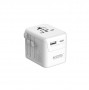 Adaptador de Viagem Internacional UC606W com 2 Portas USB-C e USB-A 2.4A – Branco