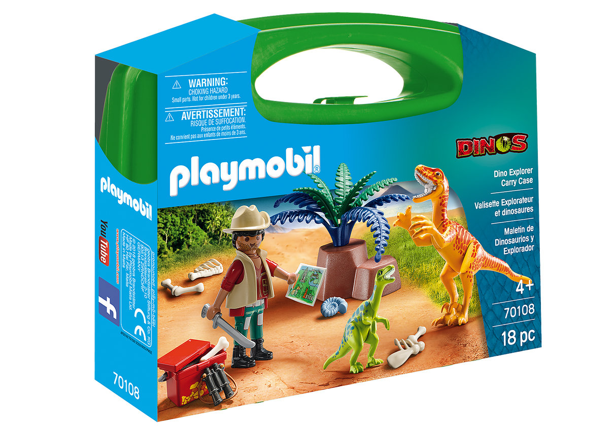 Playmobil Dinos - MAleta Dinossauros e Explorador - 70108