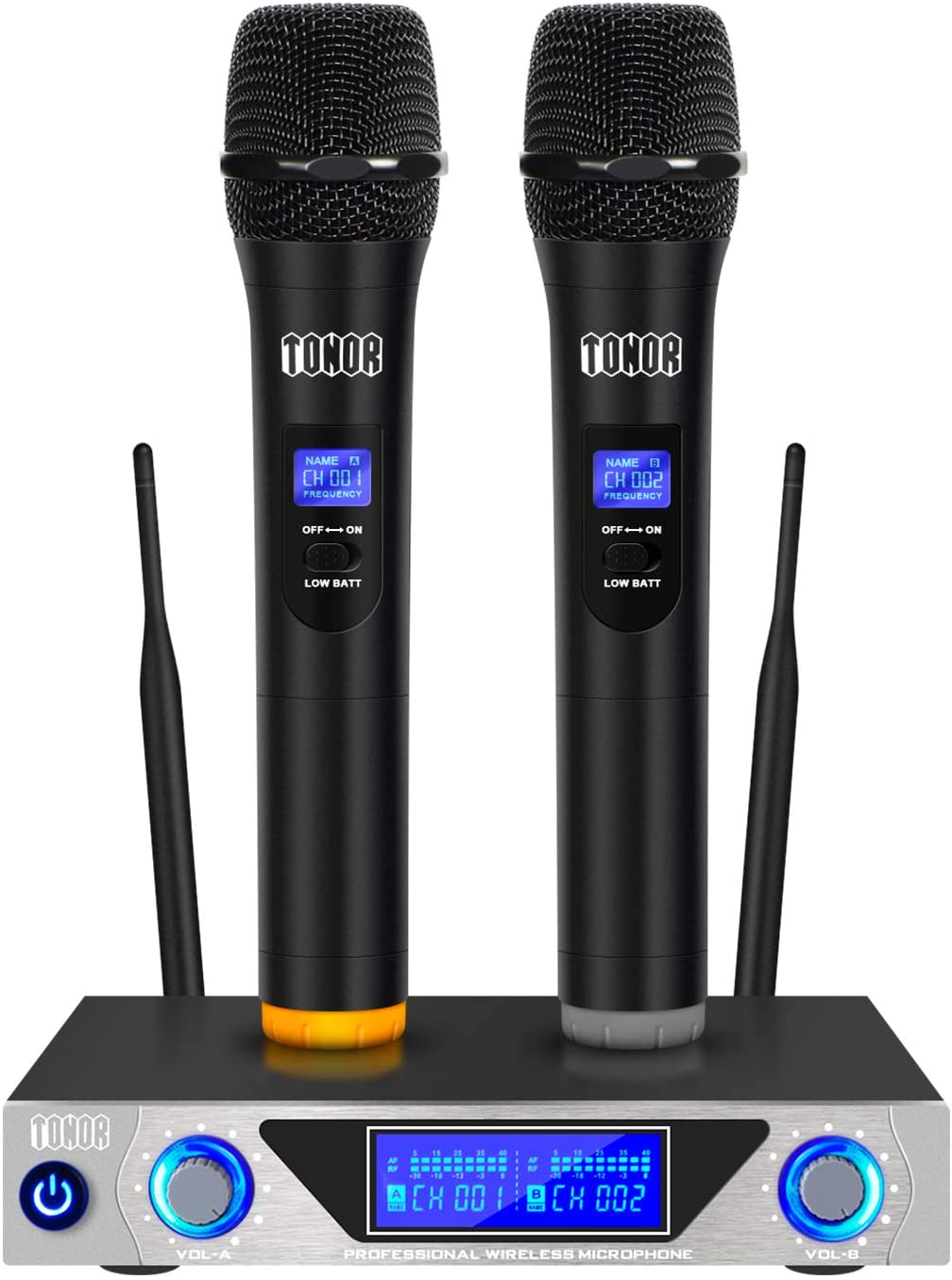 TONOR Microfone Wireless VHF com Receptor 2 Canais