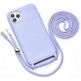 Capa com Cordão para iPhone 12 Pro Max Silicone Premium Roxo