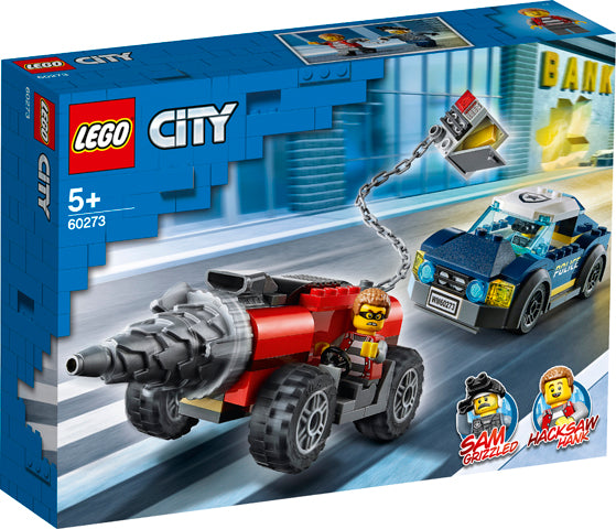 Lego City 60273- Perseguição de Carro Perfurador (Idade Mínima: ‍5 - 179 Peças)