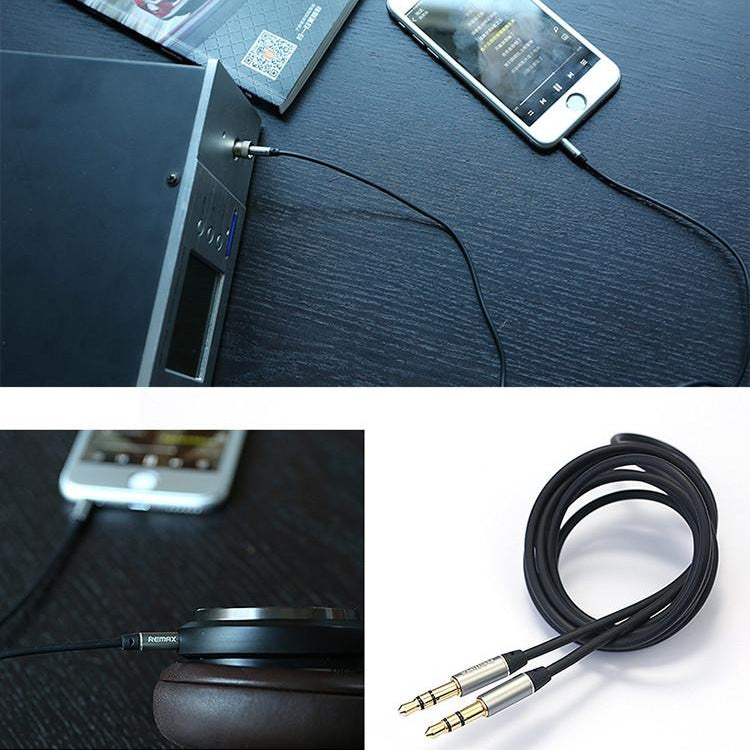 Cabo REMAX mini jack auxiliar de 1 metro preto