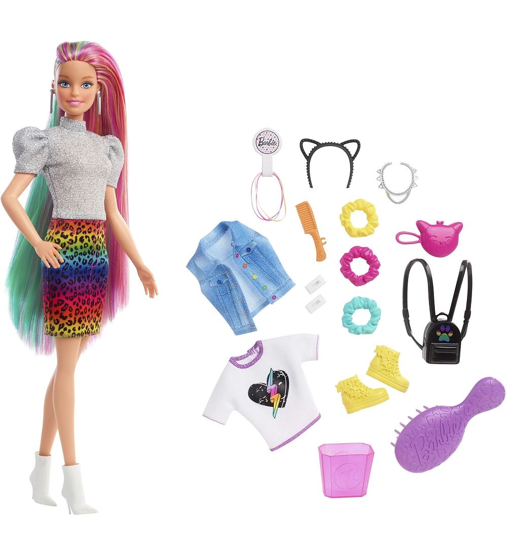 Barbie Leopard Rainbow Hair