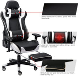 Cadeira Gaming com Apoio para os Pés e Massagem Preto / Branco