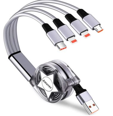 Cabo de carregamento 4 em 1 múltiplo, retro USB